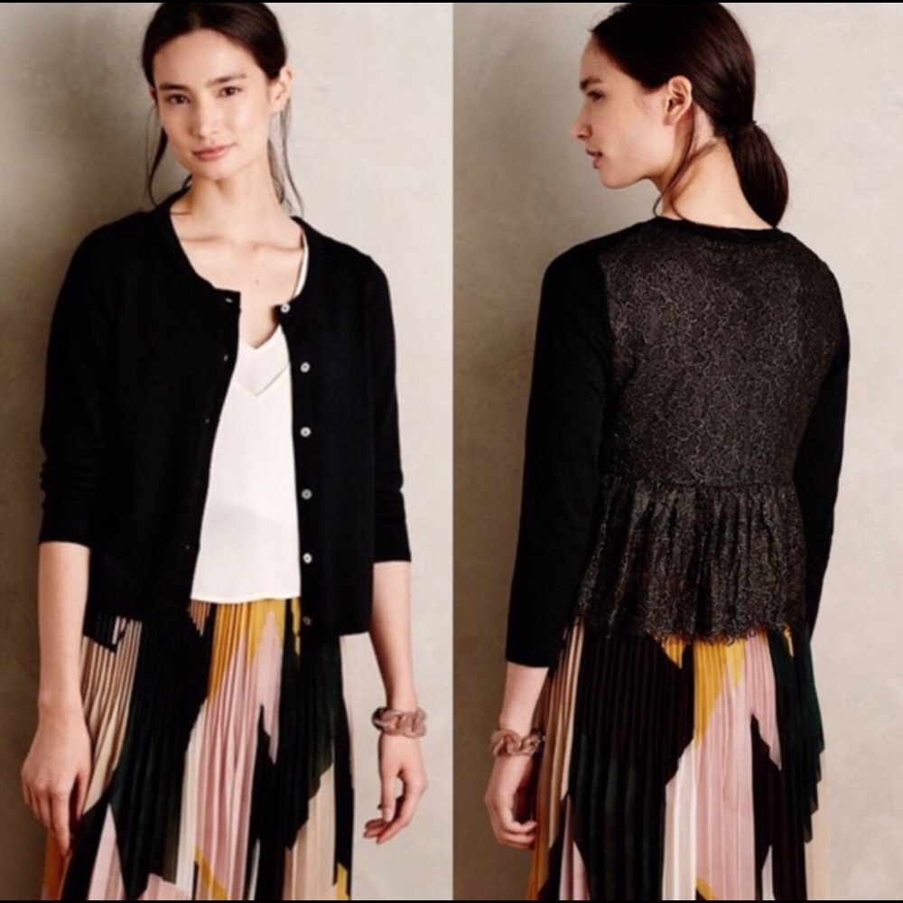 Anthropologie Knitted & Knotted Lace Back Cardigan